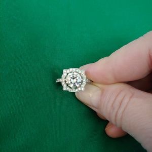 Beautiful Silver Ring with CZ halo setting